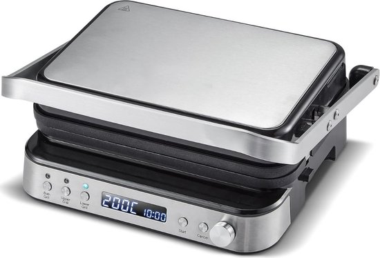 White-Label® Wafelijzer met Verwisselbare Platen - Contact Grill - Tosti Apparaat - Zilver