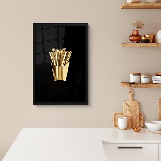 Cadre photo avec affiche - Cadre affiche 40x60 cm - Posters - Frites - Or - Chrome - Nourriture - Photo dans cadre - Décoration murale Cuisine - Accessoires Décoration murale - Décoration murale - Peintures