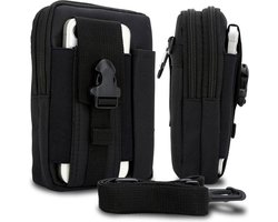 Hoesje geschikt voor HTC Desire 22 PRO in effen zwart tactische mobiele telefoon molle EDC etui compatibel schoudertache militaire riem case cover