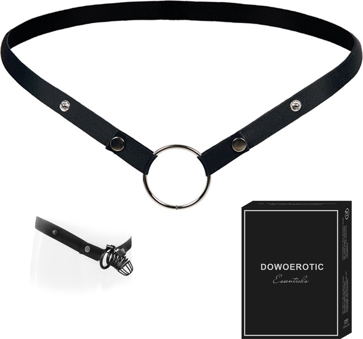 DOWO® - Chastity Cage Waist Strap - Kuisheids Riem - Belt voor Peniskooi - Zwart