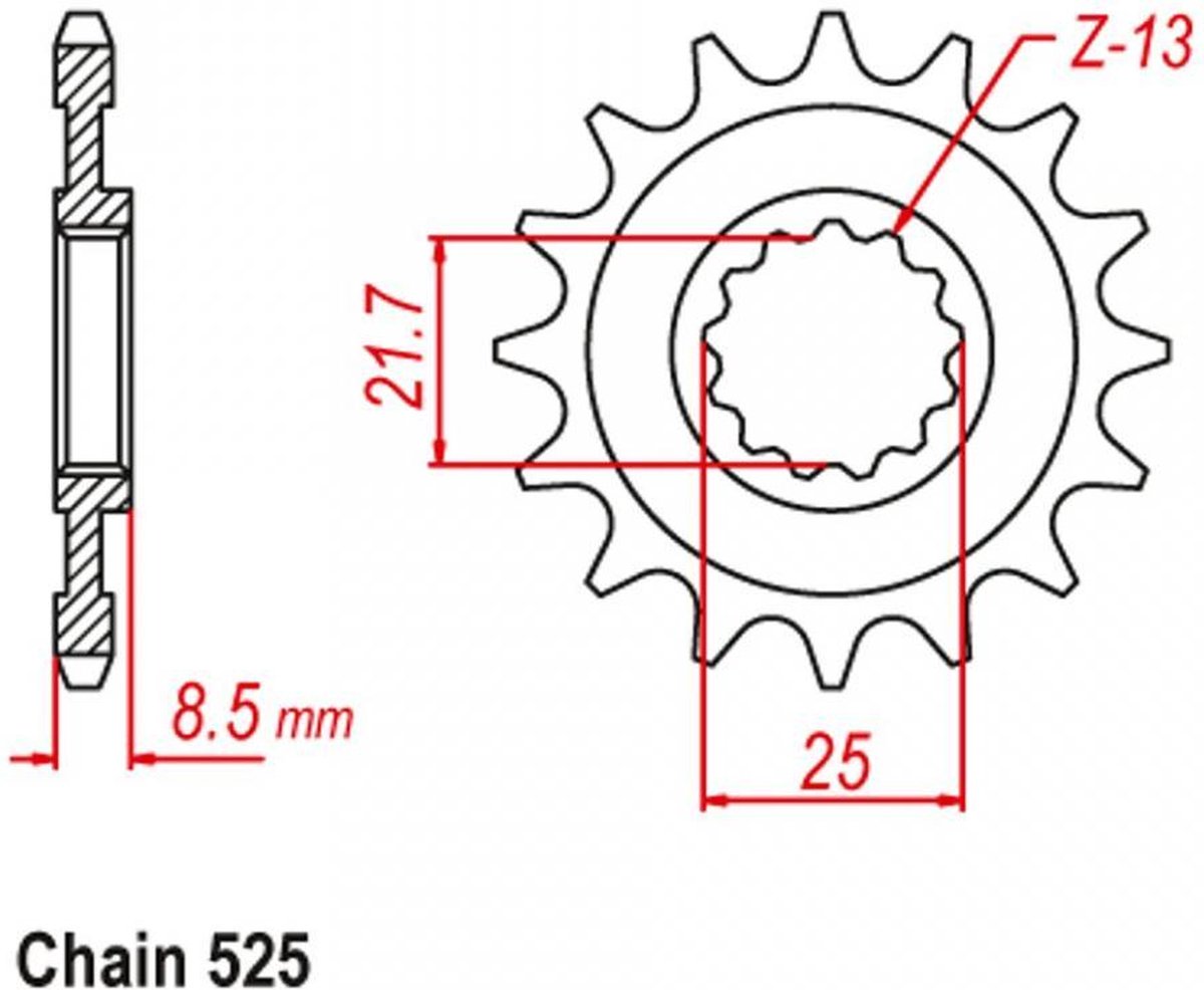 versnellingsbak tandwiel jt tandwielen voor motor kawasaki 900 zx9r 2002 tot 2003 jtf1537.16 / 16 tanden spoed 525 nieuw