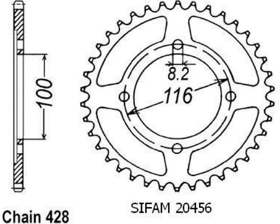 Couronne transmission alu 54 dents pas 428 pour moto Kawasaki 100 KX 1987 à 2012 Neuf