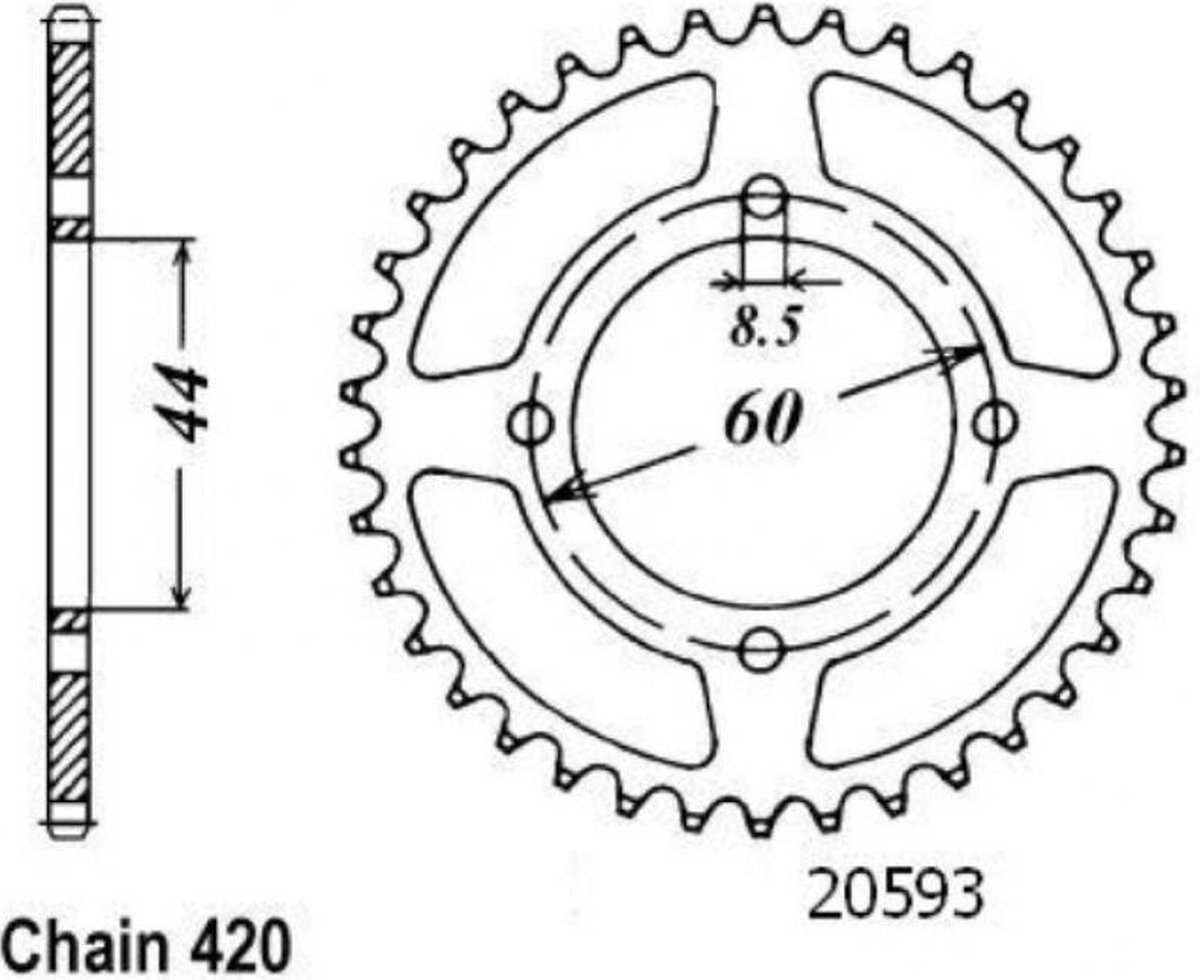 Aandrijfketting voor MBK 50 X-Limit Trail 4-takt, bouwjaar 1997 t/m 1999, nieuw