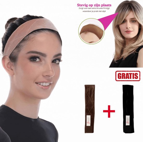 Raixleb Haarnethaarband voor pruik, hoofdband, pruik, verstelbaar, goede elasticiteit, comfortabel, zachte pruikband, antislip, kant, onzichtbaar voor vrouwen, bruin