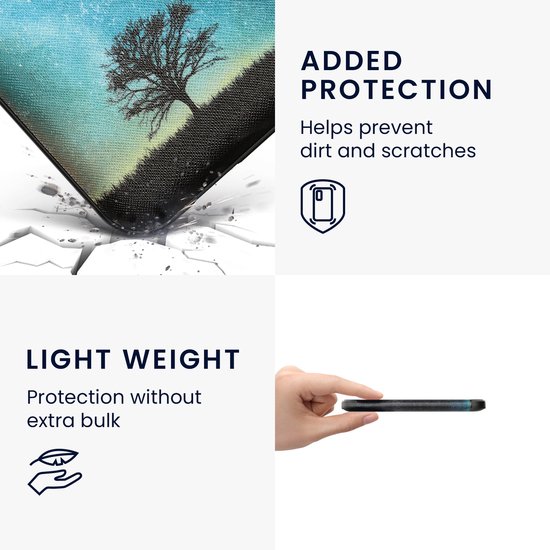 kwmobile e-reader hoesje geschikt voor Kobo Clara BW / Colour hoes - E reader flip case met magnetische sluiting - Ereader cover - Sterrenstelsel en Boom design in blauw / grijs / zwart van Merkloos — afbeelding 4