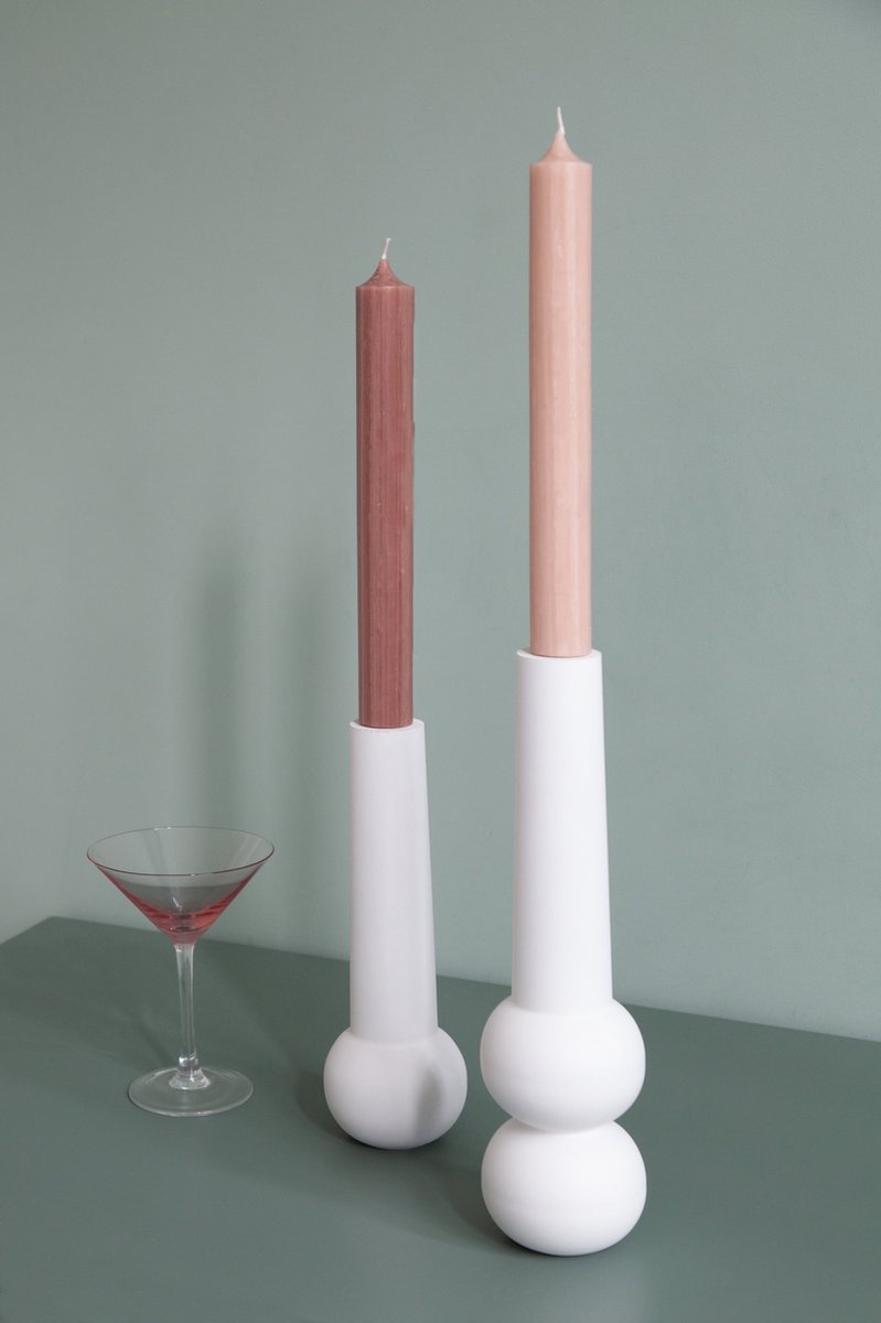 Candleholder cone low - White
