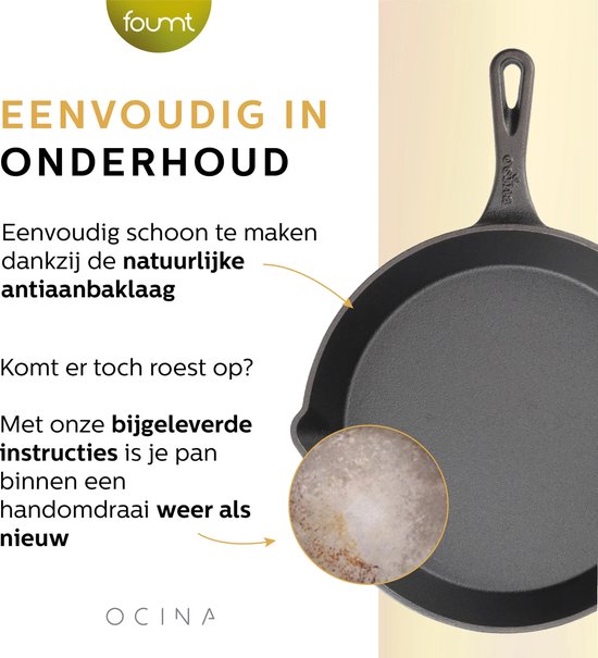 Ocina Gietijzeren Pannen Set voor BBQ en Inductie – 16cm – 19.5cm - 25cm – Koekenpan – Hapjespan - Skillet