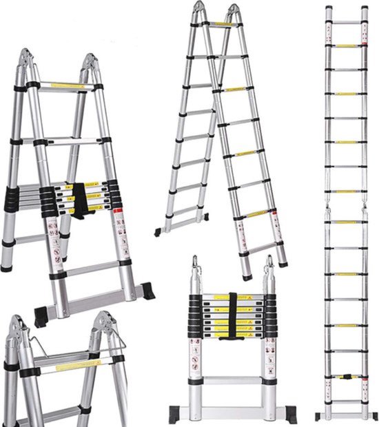 Telescopische ladder 5 meter Aluminium 16 sporten telescopische ladder ...