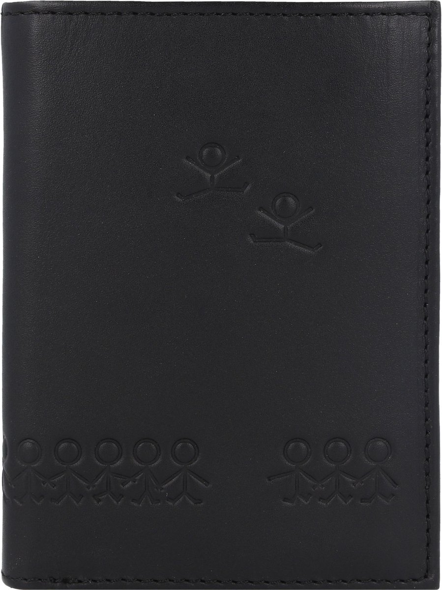 oxmox Leren portemonnee Leather RFID Protect Kombibörse Jumping Jack Embossed Black zwart