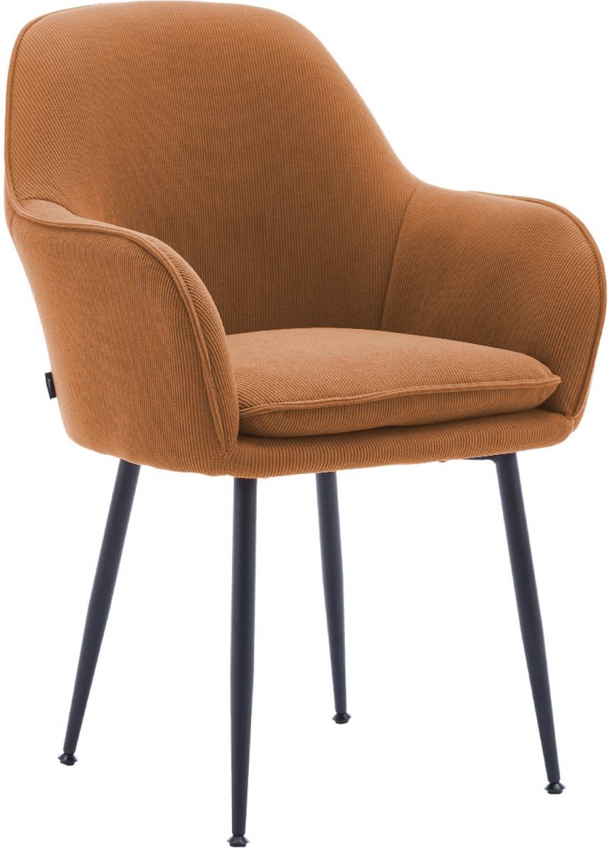 sweeek - Corduroy fauteuil met matzwarte metalen poten, b 57 x d 59 x h 84,5