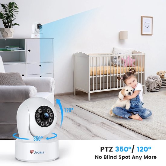 Bealive® Camera beveiliging - bluetooth - Wifi - App - 4x zoom - 355 graden draaibaar - Ingebouwde microfoon en luidspreker - Dag en nacht zicht Baby camera - Kinderen camera - Honden camera van Bealive® — afbeelding 2