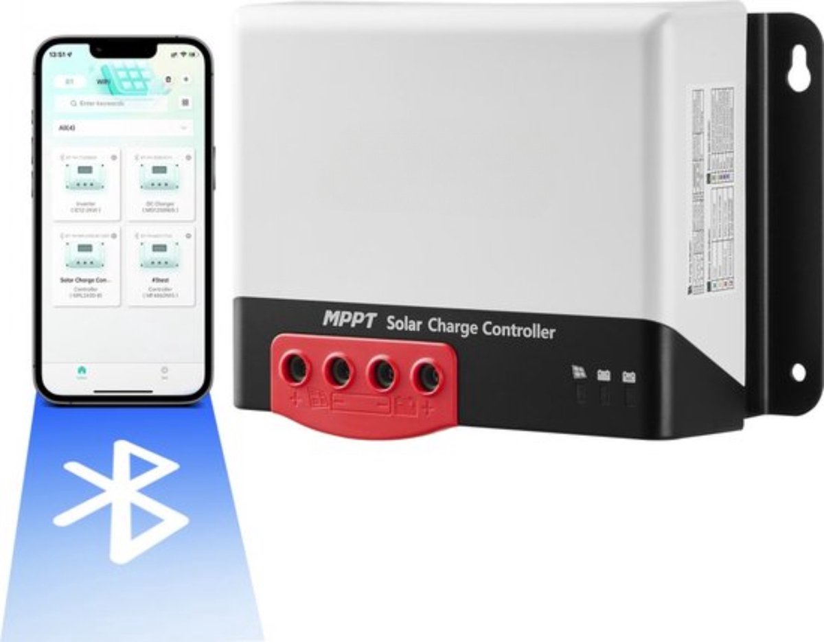 MPPT Zonnelaadcontroller - 30A - 12/24V - Bluetooth-module