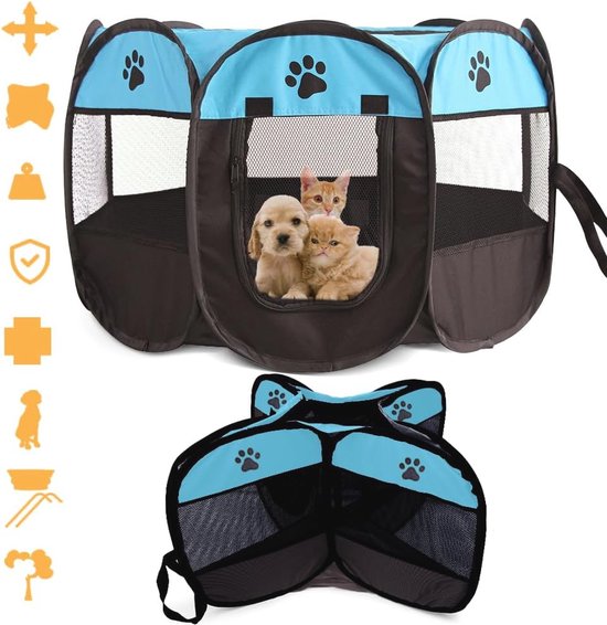 Melko Puppyren 125 X 64 Cm, Opvouwbare Dierenren Voor Kleine Dieren Honden Katten Hazen Roze 3562130791