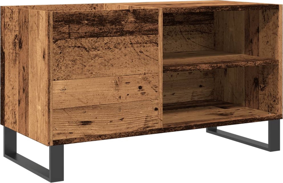 vidaXL - Platenkast - 84,5x38x48 - cm - bewerkt - hout - oud - houtkleurig