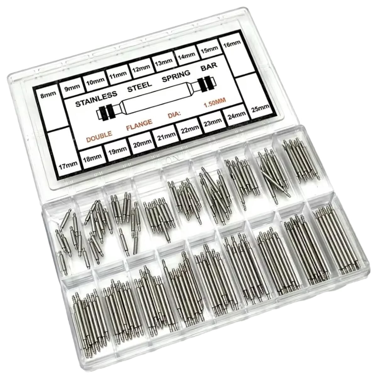 Roestvrijstalen Horloge Pinnen - Pinnetjes voor je Horloge - Inkorter Horlogeband - 8-25mm - Set van 360 Stuks