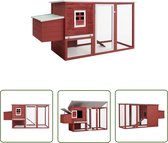 Bol.com The Living Store Kippenhok - 202 x 75 x 98 cm - Houten frame - Waterdicht dak - Ijzeren gaas aanbieding