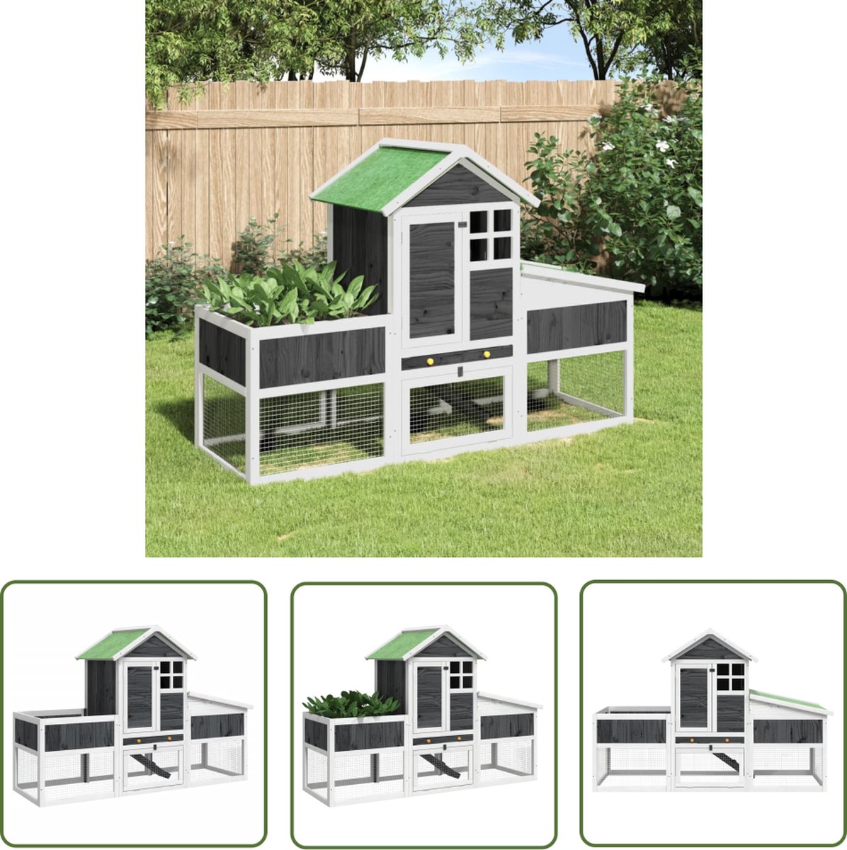 The Living Store Konijnenhok 170x63x113 cm massief grenenhout grijs – Konijnenhok – Konijnen Verblijf – Knaagdierhok – Klein Dier – Hutch The Living Store Konijnenhok 170x63x113 cm massief grenenhout grijs – Konijnenhok – Konijnen Verblijf – Knaagdierhok – Klein Dier – Hutch