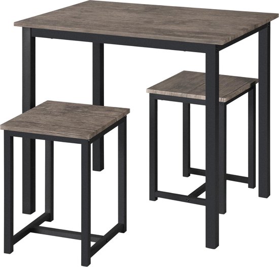 Industriële Bartafelset met 2 Barkrukken - 3-Delig - Vintage Design Industriële Bartafelset met 2 Barkrukken - 3-Delig - Vintage Design