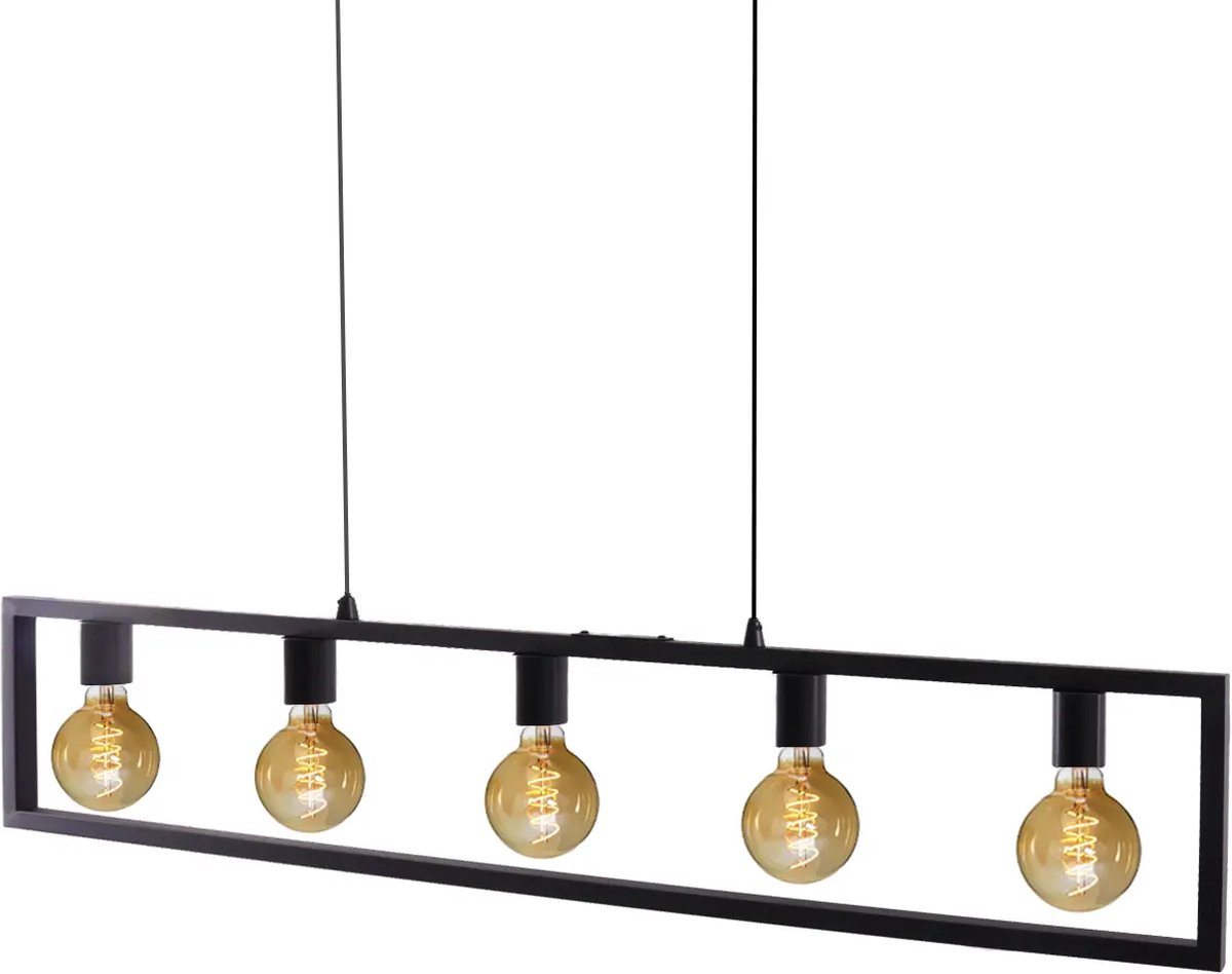 Freelight Distesa hanglamp - zwart frame - 120cm - 5x E27 - zwart