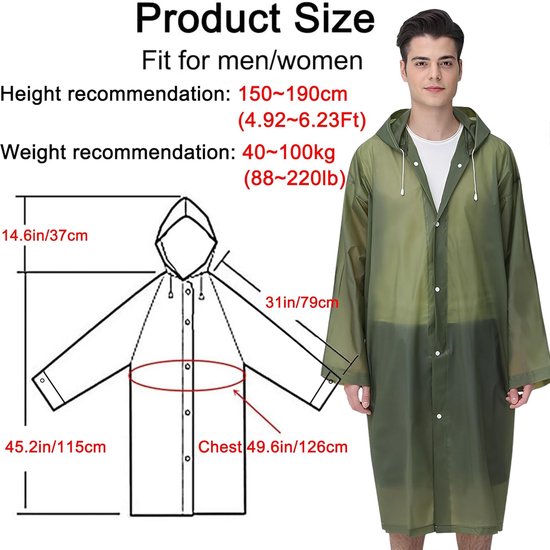 Lalago waterdichte regenponcho met capuchon en doorzichtig paneel, weerbestendig voor elektrische voertuigen en outdoor-activiteiten ( marineblauw
