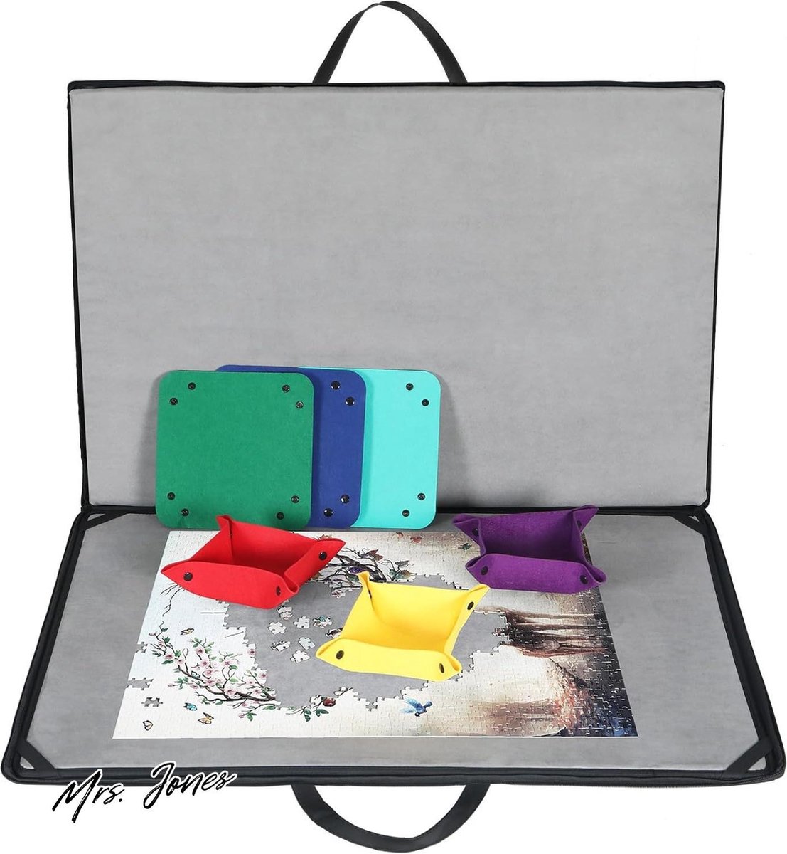 Mrs. Jones Puzzelbord met gewatteerde hoes 1500 stuks draagbare puzzelhoes - sorteerbakjes - opbergbeveiliging - antislip - volwassenen - kinderen .