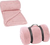 DecoKing Henry knuffeldeken van 150 x 200 cm, roze, deken, microvezel, woondeken, sprei, fleece, zacht, behaaglijk, Scandinavische stijl, roze poeder