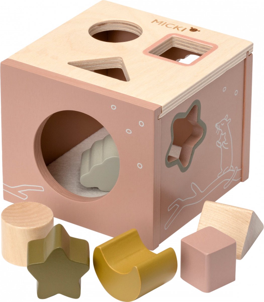 Micki houten vormenstoof - educatief speelgoed roze multicolor.