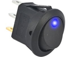 Tuimelschakelaar Auto SPST rond 12V 20A met Led - kleur Blauw - wipschakelaar