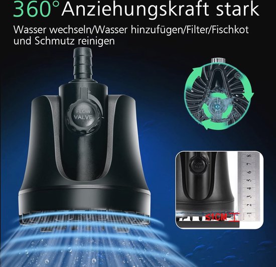 AQQA Aquarium Waterpomp, Ultra stille dompelpomp met dompelpomp, 2500L/H verstelbare waterfonteinpomp, aquarium waterverversingspompen, vijverpomp met 1,8 m netsnoer 2 sproeiers