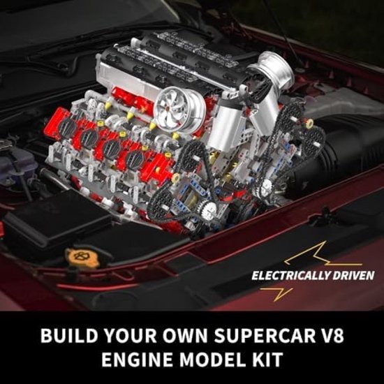 TECHNIK V8 MOTOR Bausatz Bausteine Klemmbausteine Motor für Kinder