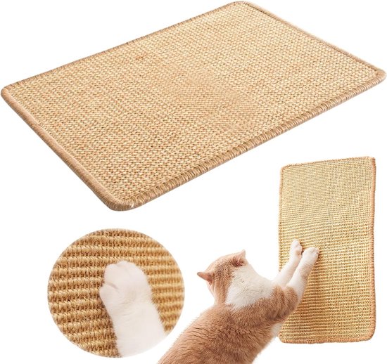 Sisal Katten Krabmat - Bescherming Van Meubels Tegen Krabben - Krabbescherming Voor Tafels En Stoelen- Gemakkelijk Aan Te Brengen - Voor Het Beschermen Van Banken, Tapijten, Muren - Voor Bank, Meubels En Deur - 50x25 Cm - 1 Stuk