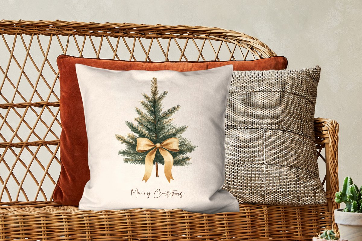 Sierkussens - Kussentjes Woonkamer - 45x45 cm - Kerstboom - Kerst - Merry Christmas - Beige - Kerstdecoratie voor binnen - Kerstversiering woonkamer decoratie - Kerstmis versiering in huis - Christmas decorations - Kerstaccessoires – foto 6
