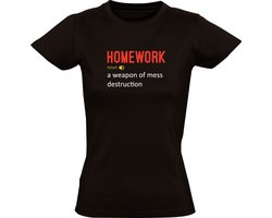 Homework Dames T-shirt - opdrachten - examen - agenda - pen - gum - notitie