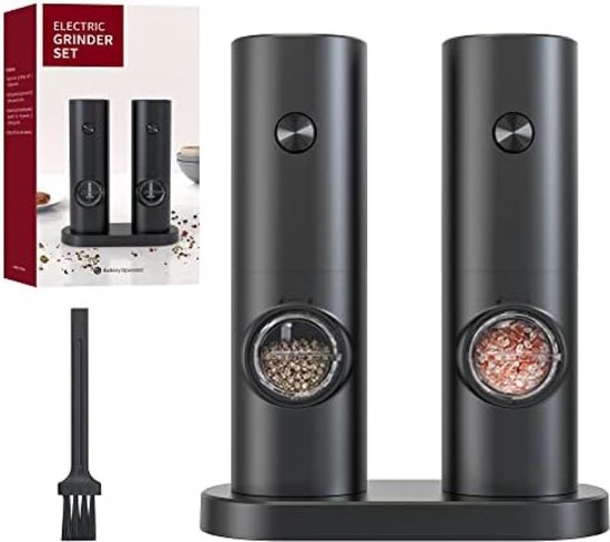 LARS NYSM Elektrische Zout En Pepermolen Automatische Molen Set Van Roestvrij Staal Met Instelbare Keramische Maalwerk Usb Oplaadbare Kruidenmolens Led Verlichting Carbon Black Pure White 2890175978