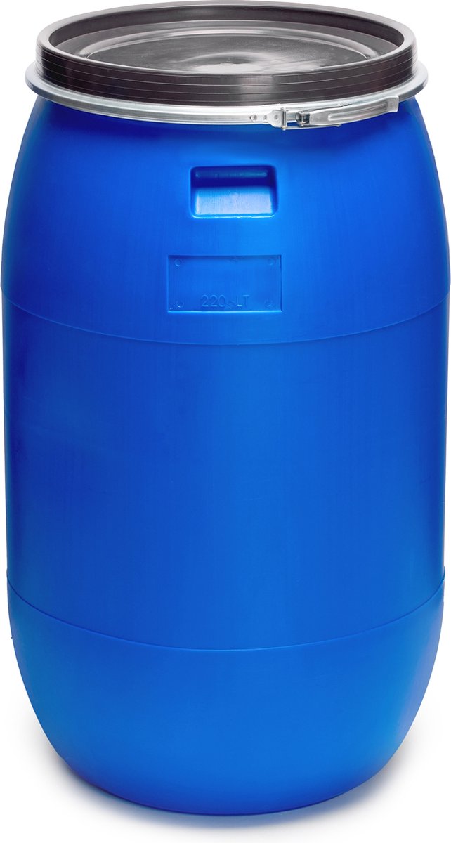 Garronda Regenton 220L kunststof vat levensmiddelcontainer van HDPE voor huis en tuin - GD-0078 Blauw