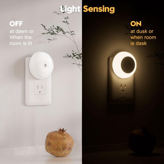 KCVV LED Nachtlampje Stopcontact 2 stuks- Nachtlampjes met Sensor-Nachtlampje Babykamer-Nacht Lamp - Dag en Nacht Sensor - Kinderen & Baby - warm licht van KCVV — afbeelding 2