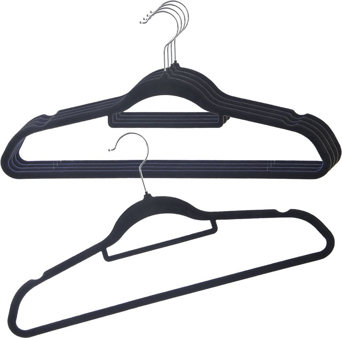 Kledinghangers Velours Zwart Draaibaar 45x23,5 cm 5 stuks - Kleerhangers - Broekhanger - Hanger