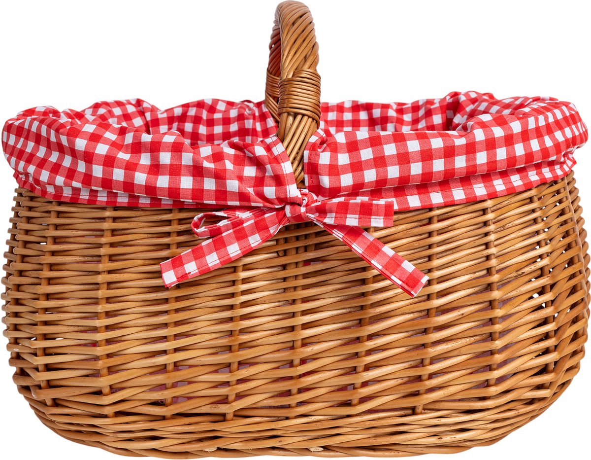 BEIJIALY Rieten Picknickmand, Retro Wilgen Mand Rotan Koffer Opbergmand Geweven Rieten Vintage Koffer Geweven Opbergmand Prop Box Geschenkmand voor Camping Bruiloft(S