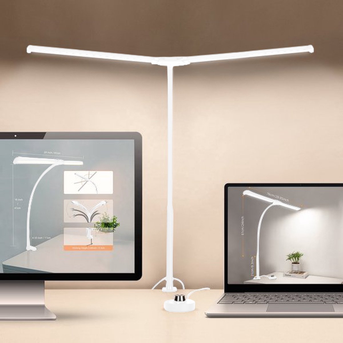 Lampen District® - Bureaulamp – Bureaulamp LED Dimbaar – Bureaulamp met Klem – Hobby werklamp – 5 Helderheidsniveaus & 10 Lichtstanden