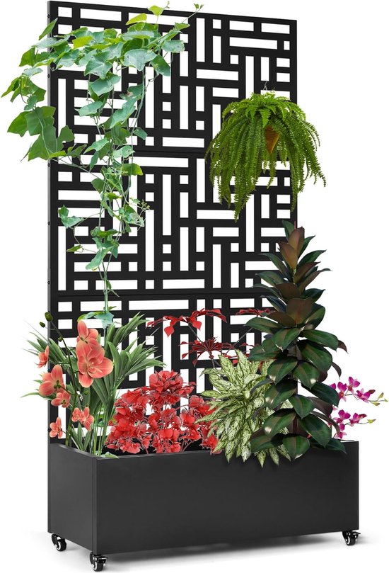 Jardinière Rectangulaire En Métal Noir Moderne 81,3 Cm - Parfaite Pour Rebord De Fenêtre, Intérieur Ou Extérieur - Idéale Pour Plantes Grimpantes Et Petites Plantes