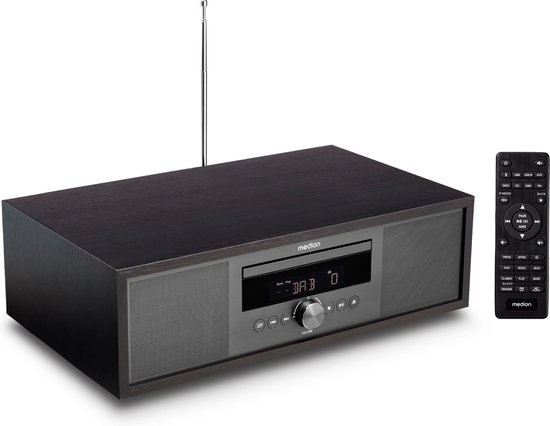 MEDION P64145 All in One Audio Systeem (DAB+, CD, MP3, PLL FM radio, USB, compact systeem, elegant design, wekkerfunctie, sleeptimer) antraciet