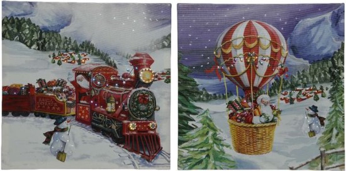 Schilderij Decoratief LED Kerstmis 38 x 38 cm