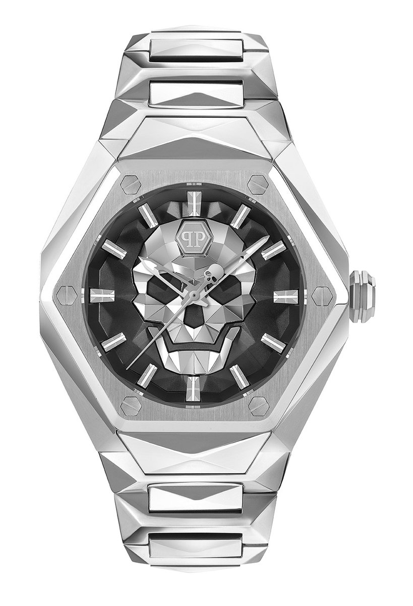 Philipp Plein The $Kull Spikes PWPWA0624 Horloge - Staal - Zilverkleurig - Ø 45 mm