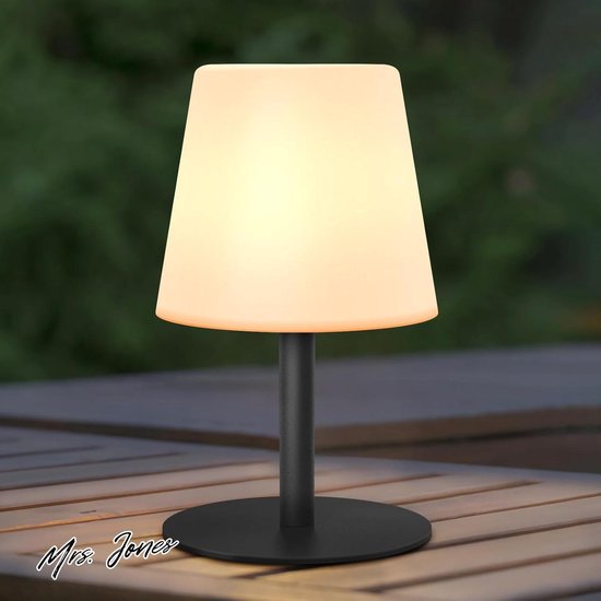 Zwarte oplaadbare tafellamp kunststof, Suman, 2W, warm tot koud wit verstelbare LED, IP44, met