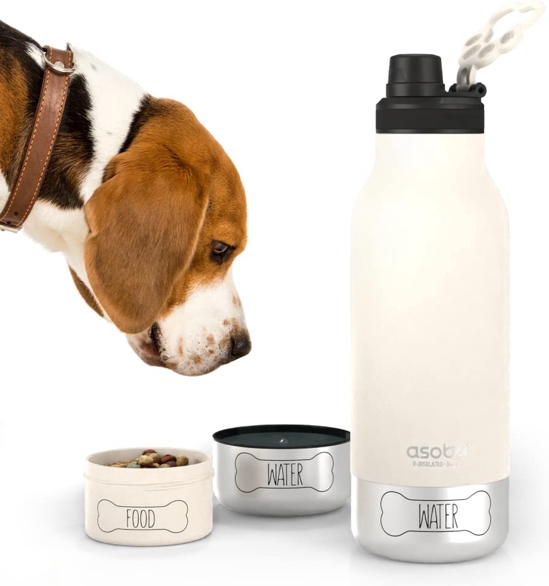 - Dog Bowl Buddy - Edelstahlflasche mit 2 N�pfen Wei�