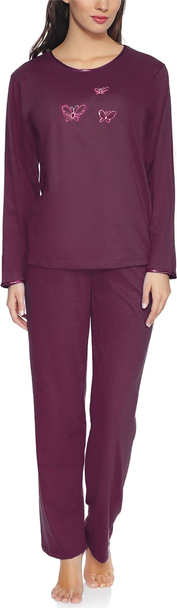 Merry Style Dames Pyjama - Lange mouwen - Lange broek - Katoen - MS-DR-Malwa-PJ - Aubergine (Lange mouwen) - S