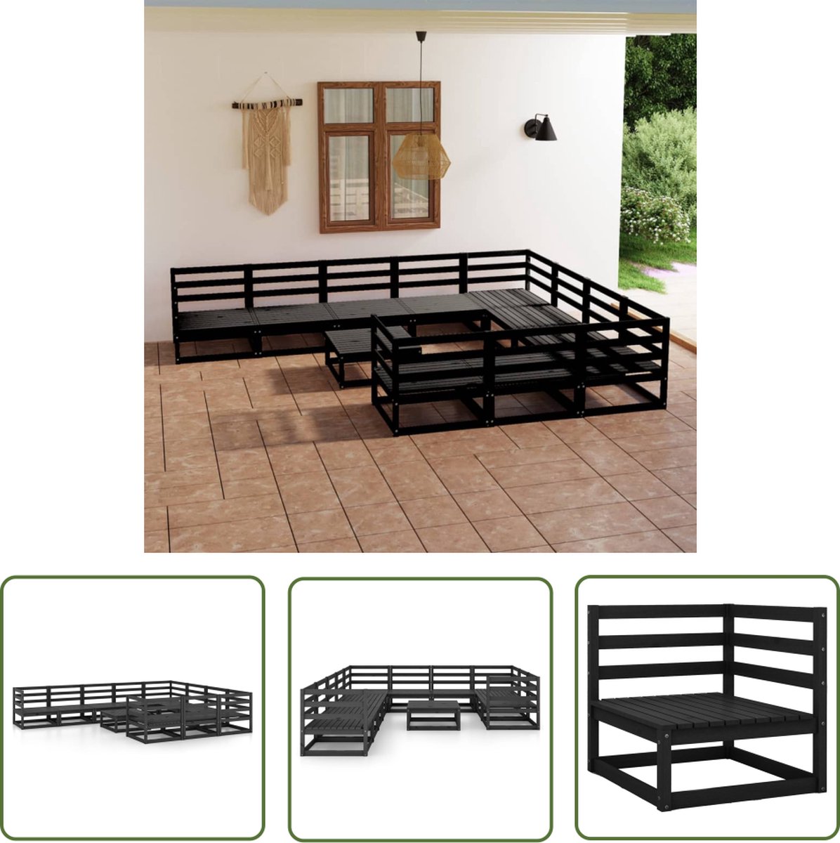 The Living Store 11-delige Loungeset massief grenenhout - Lounge Set - Tuinset - Houten Lounge Set - Buitentijnen - Garden Furniture The Living Store 11-delige Loungeset massief grenenhout - Lounge Set - Tuinset - Houten Lounge Set - Buitentijnen - Garden Furniture - Afbeelding 1