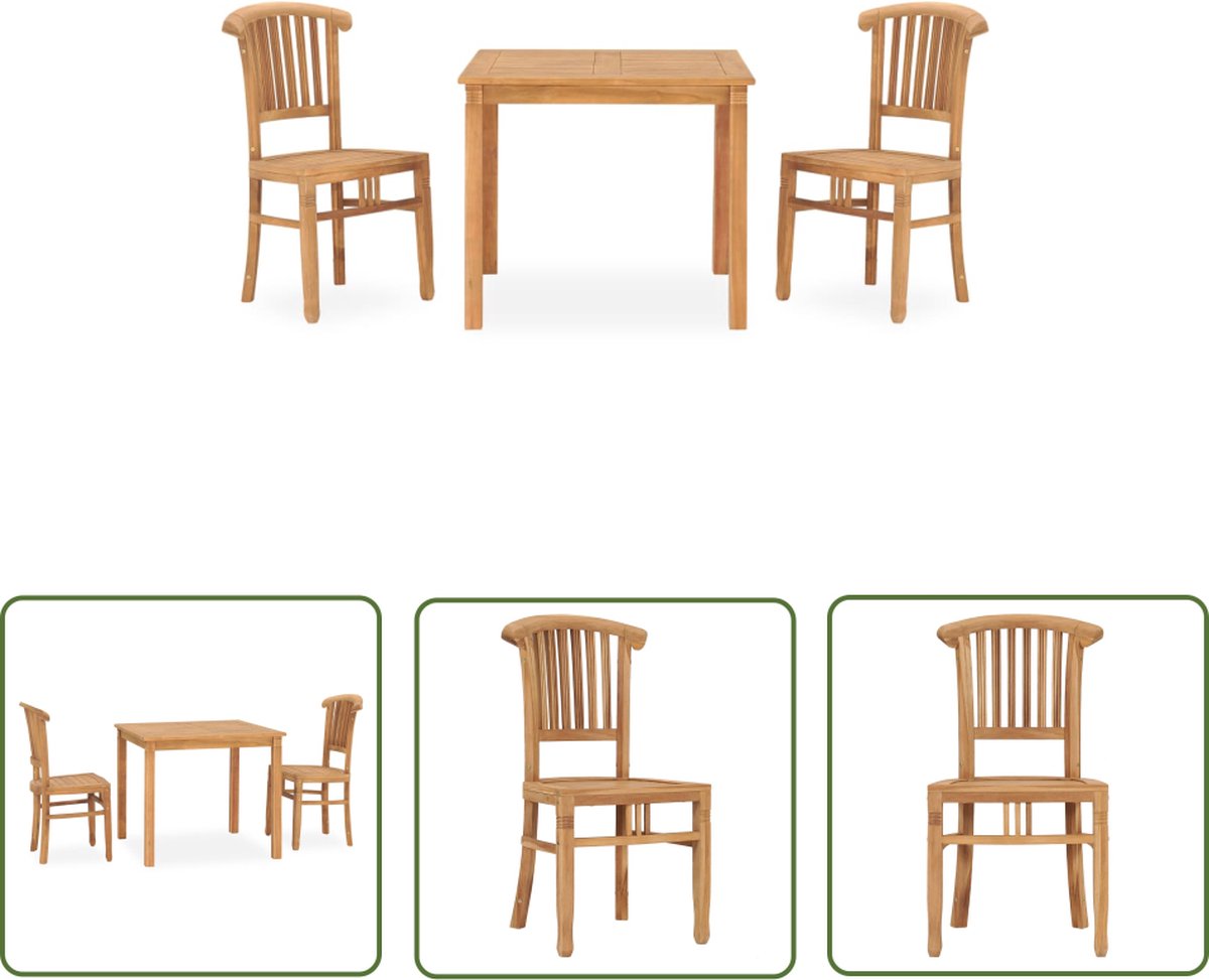 Massief teakhouten tuinset met eetkamerstoelen en tafel - Buitendecoratie.