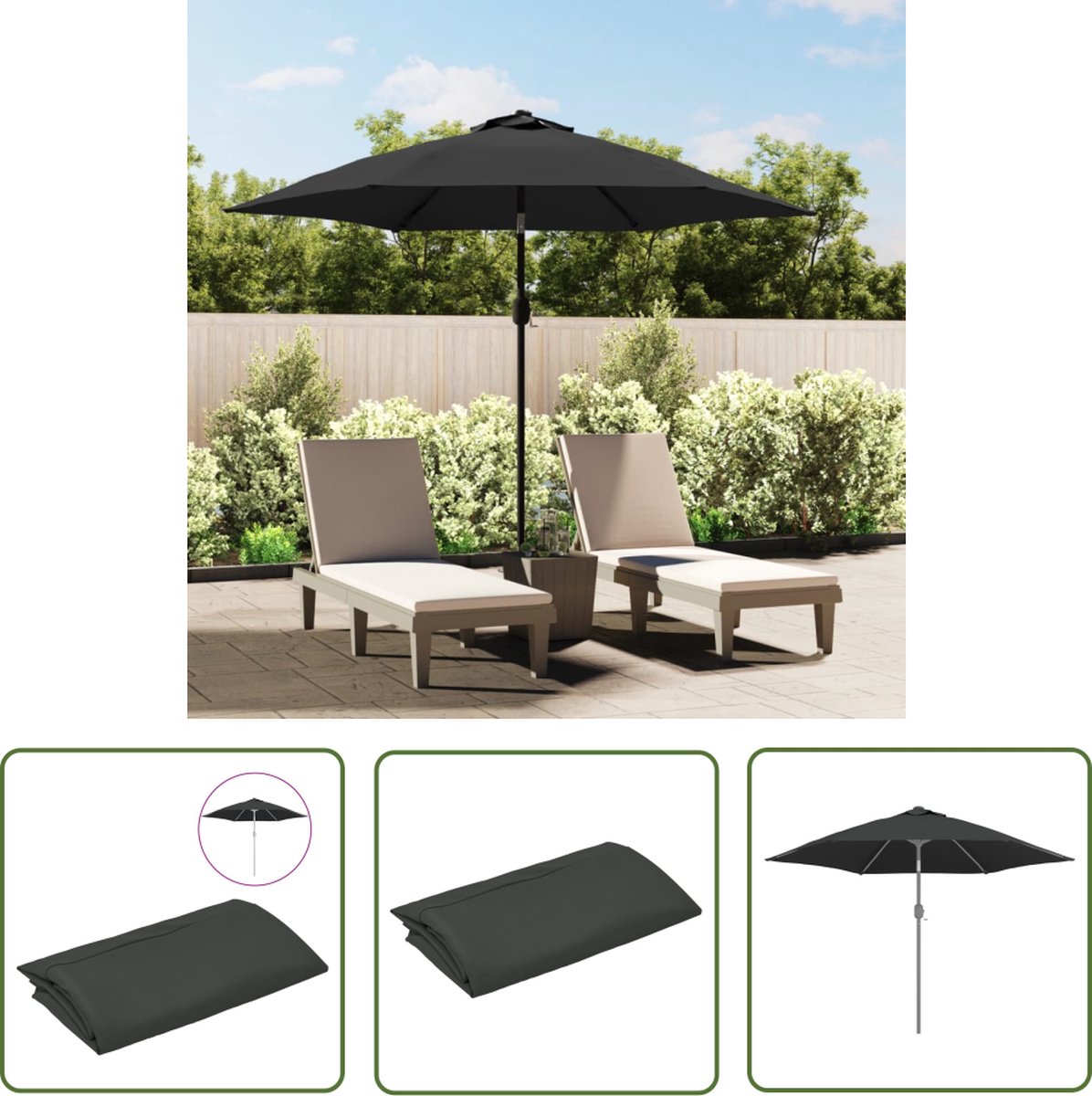 The Living Store Parasoldoek - - Parasolaccessoires - 300 cm - Antraciet