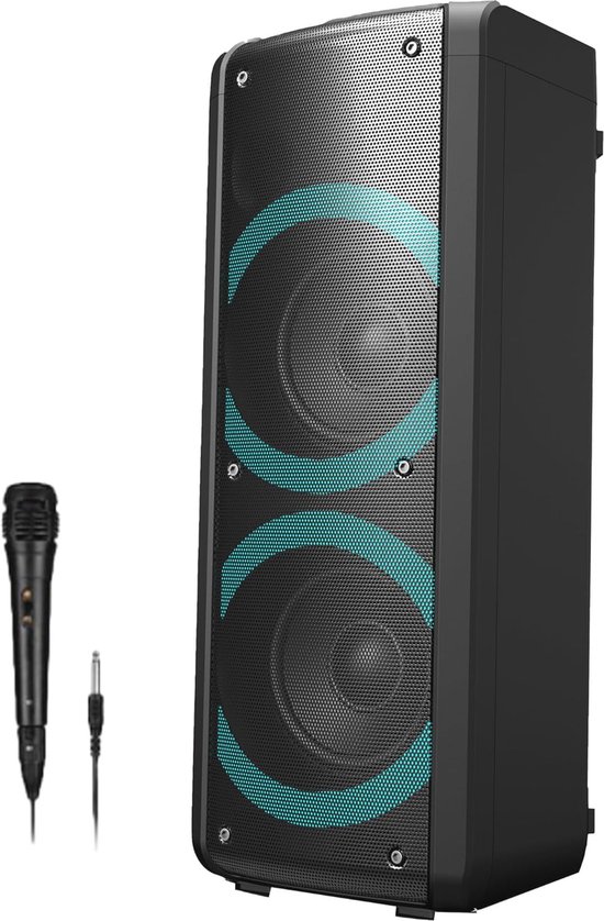 Bluetooth Party Speaker with Disco Lights and Microphone